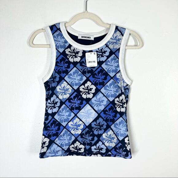 FREE PEOPLE NWT Hibiscus Shrunken Tank Beach Y2K 90s Floral Surf Tee Small - Picture 2 of 6
